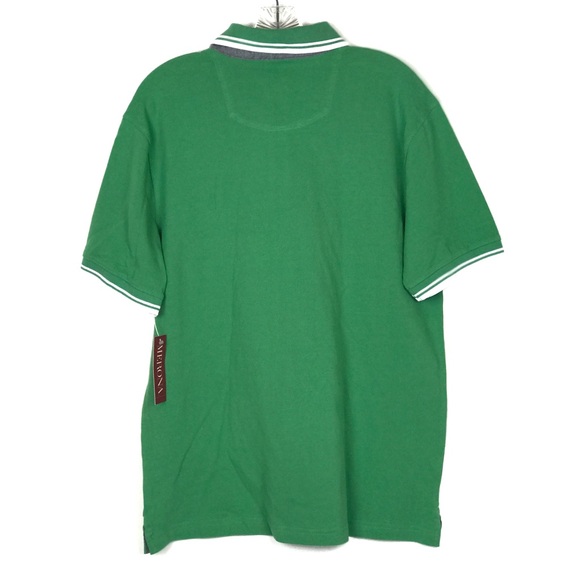 NWT Merona Green Polo Shirt with White Stripes - Picture 2 of 5